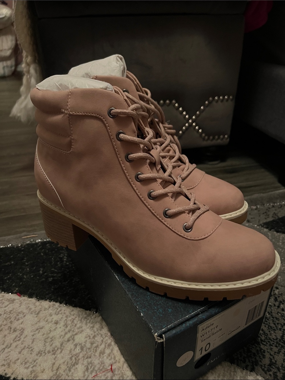 Maurices Dusty Rose Lace-Up Block Heel Ankle Boots NWOT